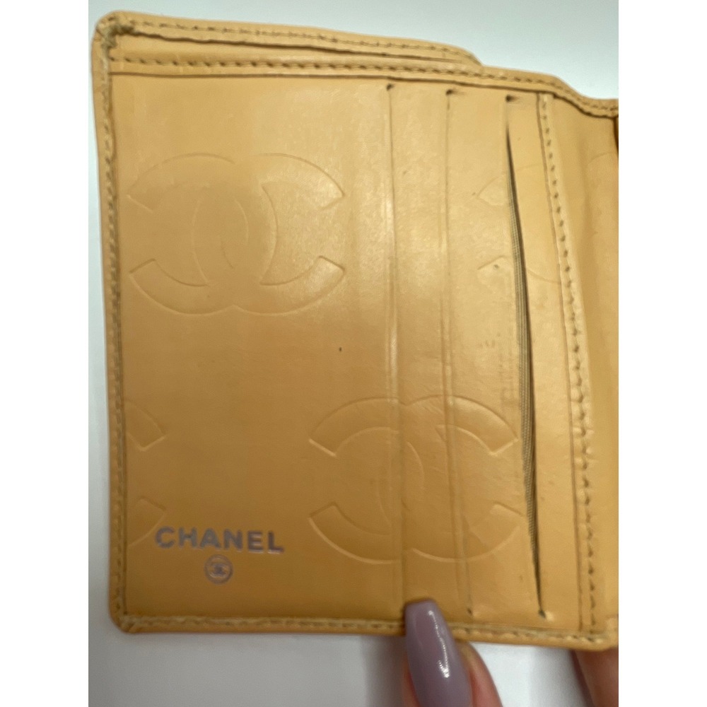 Chanel Cambon Ligne Compact Wallet Beige Quilted Lambskin Black CC Logo#842 - Picture 9 of 12